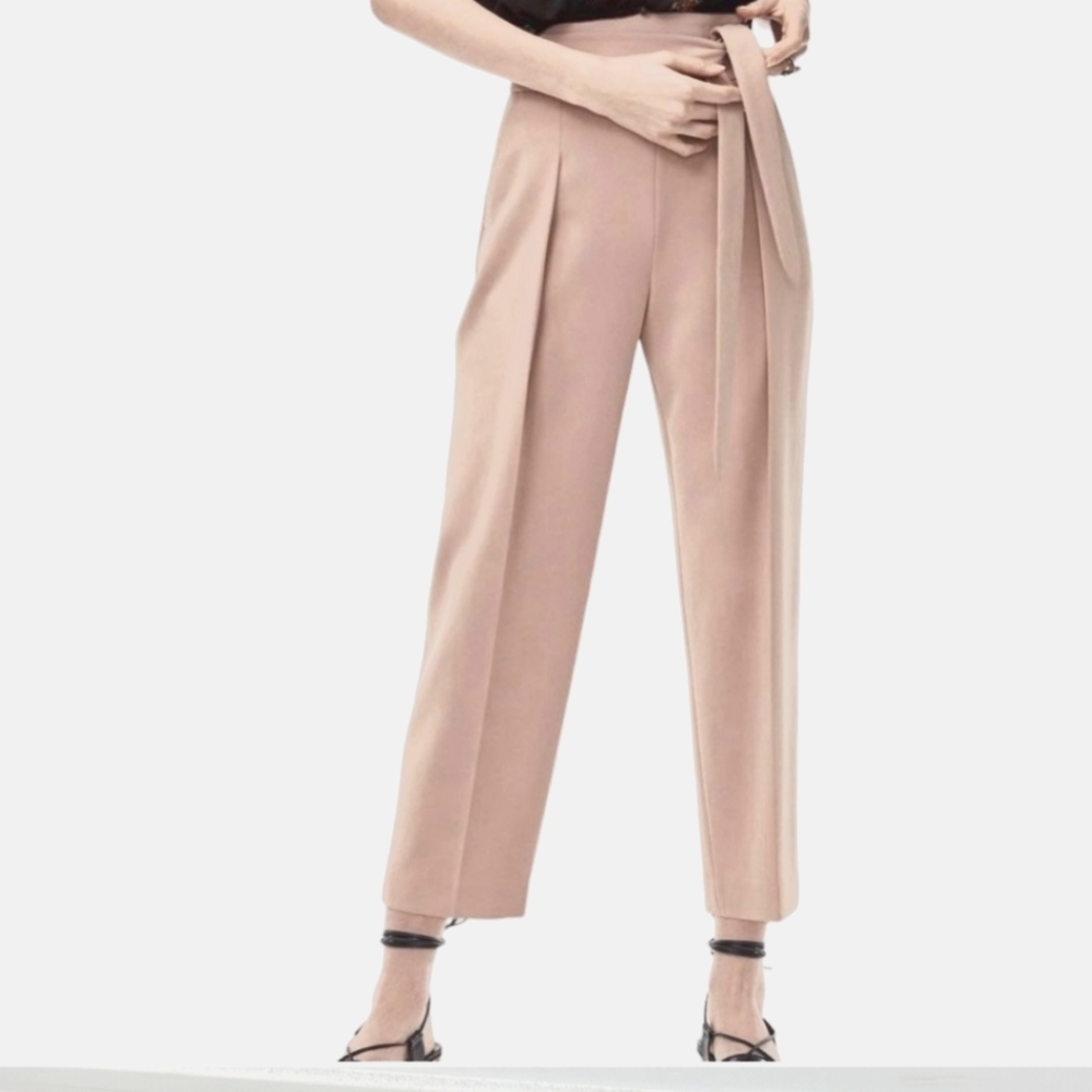 Wilfred Feuille Drapey Crepe Career Belted Pants sz 8 rose cream